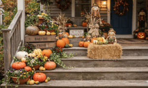 Elevate Your Autumn Porch with Colorful Pumpkins