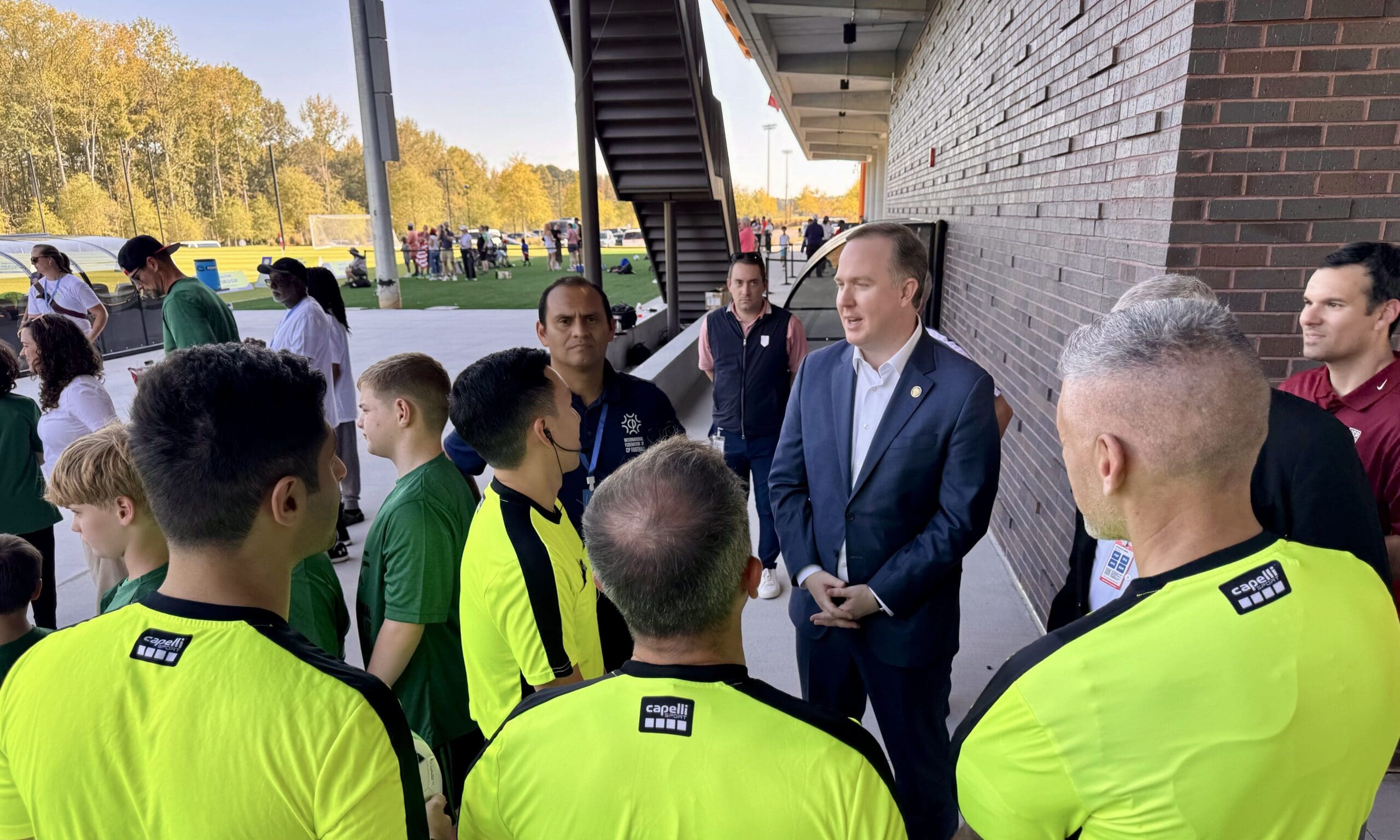 Congressman Brian Jack addresses IFCPF officials at the Arthur M. Blank U.S. Soccer National Training Center