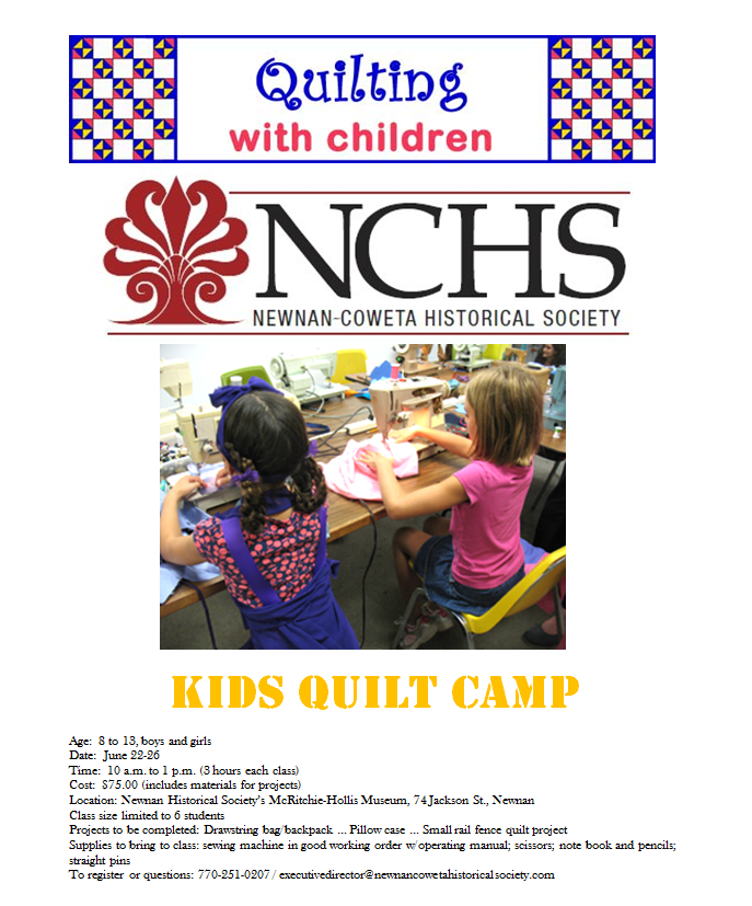 Quilting camp for kids June 22-26