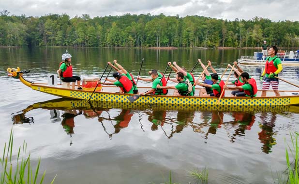 Rowing toward the finish line of PTC’s Dra...